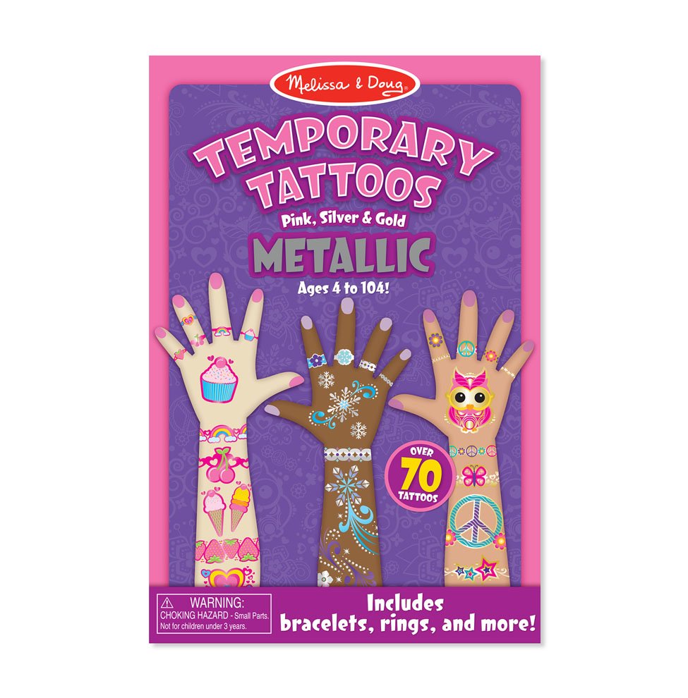 [70ชิ้น ติดทน+ล้างออก] รุ่น 2948 แทททูเด็กชุดเครื่องประดับแวววาว แบบเมทัลลิค Melissa & Doug Temporary Kids Metallic Tattoo sticker