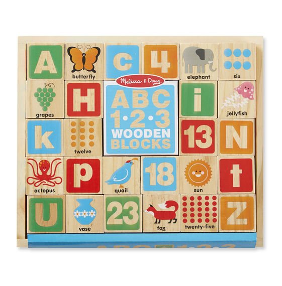 Melissa & Doug รุ่น 2253 Alphabet 123 Wooden Blocks ชุดบล็อคไม้ A-B-C เป็นสื่อใช้เรียนตัวอักษร สอนการคิดเลขคำนวณ ส่งเสริมการเล่นแบบเสริมพัฒนาการได้เป็นอย่างดี