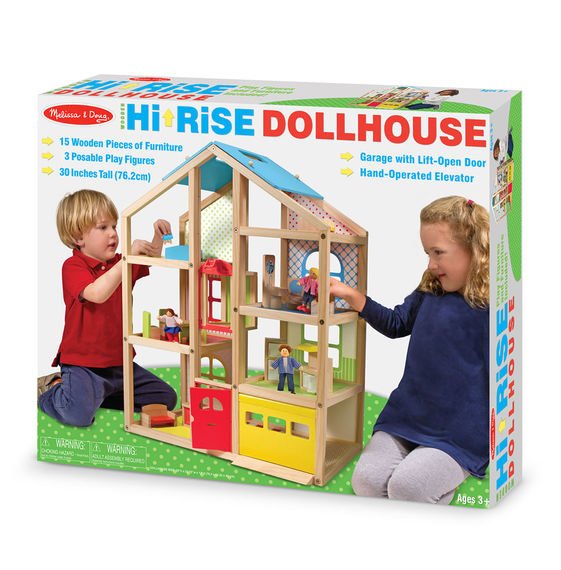 [บ้านตุ๊กตา+เฟอร์] รุ่น 2462 บ้านตุ๊กตา มี 6 ห้อง ลิฟท์ จอดรถ ขนาด 76x60x33cm Melissa & Doug High-Rise Melissa & Doug High-Rise Dollhouse