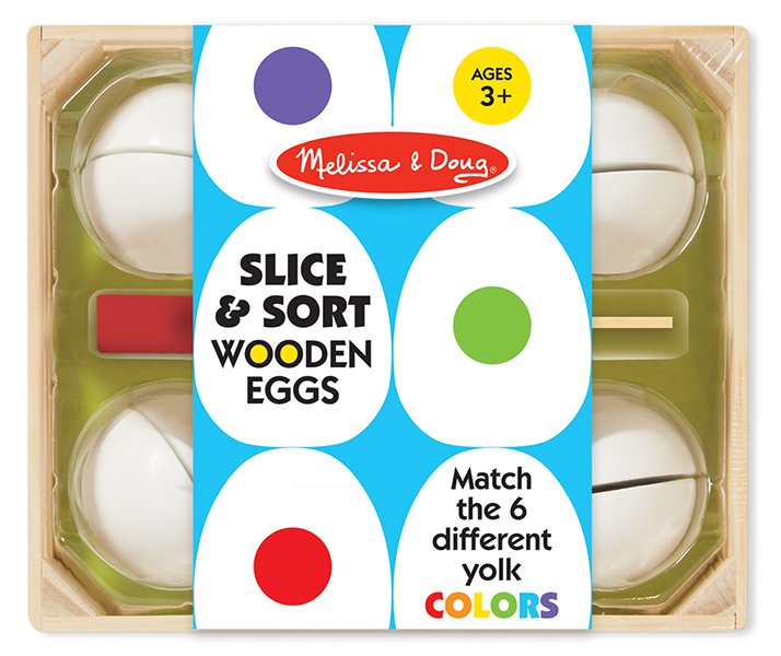 Melissa & Doug รุ่น 9301 จับคู่ไข่ต้ม ส่งเสริมความคิด การจับคู่ การเรียนรู้สี Slice & Sort Wooden Eggs