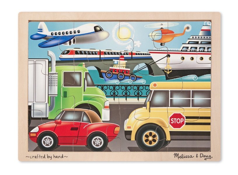 [จิ๊กซอไม้12ชิ้น] รุ่น 2931 พัซเซิลไม้รุ่นรถ Melissa & Doug  Wooden Jigsaw Puzzle -  Vehicles