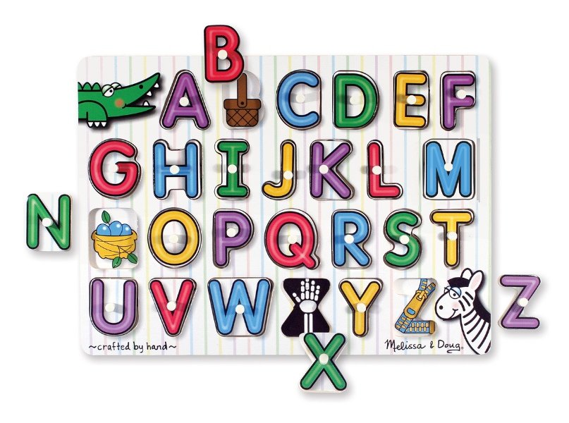 [26ชิ้นมีตุ่ม] รุ่น 3272 พัซเซิลมีตุ่ม ตัวอักษร Melissa & Doug See Inside Alphabet A-Z Peg Puzzle 26 Pcs