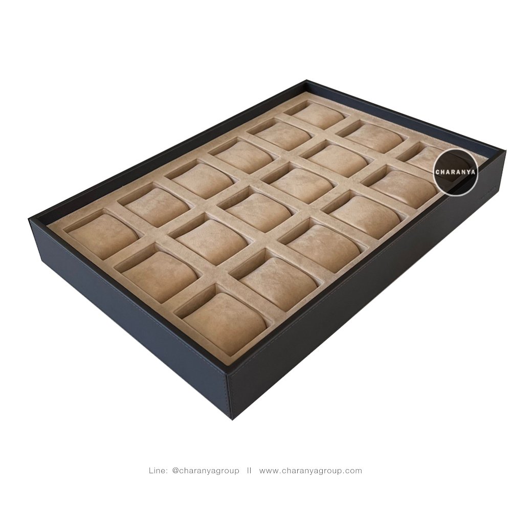 18 PIECE WATCH BOX กล่องนาฬิกา / ถาดนาฬิกา 18 เรือน รุ่นหมอนมาตรฐาน ใช้วางโชว์หน้าร้านหรือวางในไอซ์แลนด์ในห้องแต่งตัว