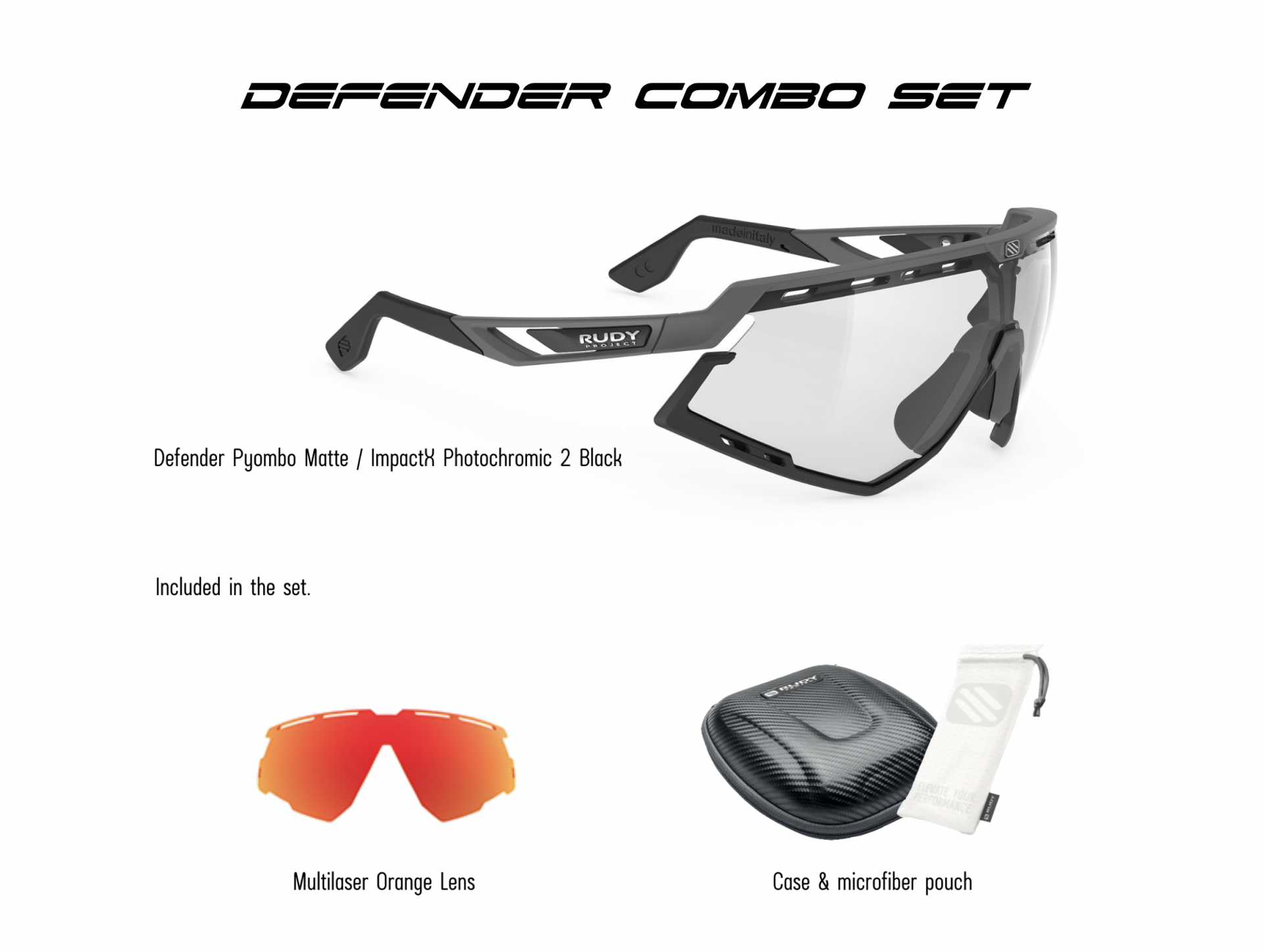 Defender Pyombo Matte / ImpactX Photochromic 2 Black Combo Set