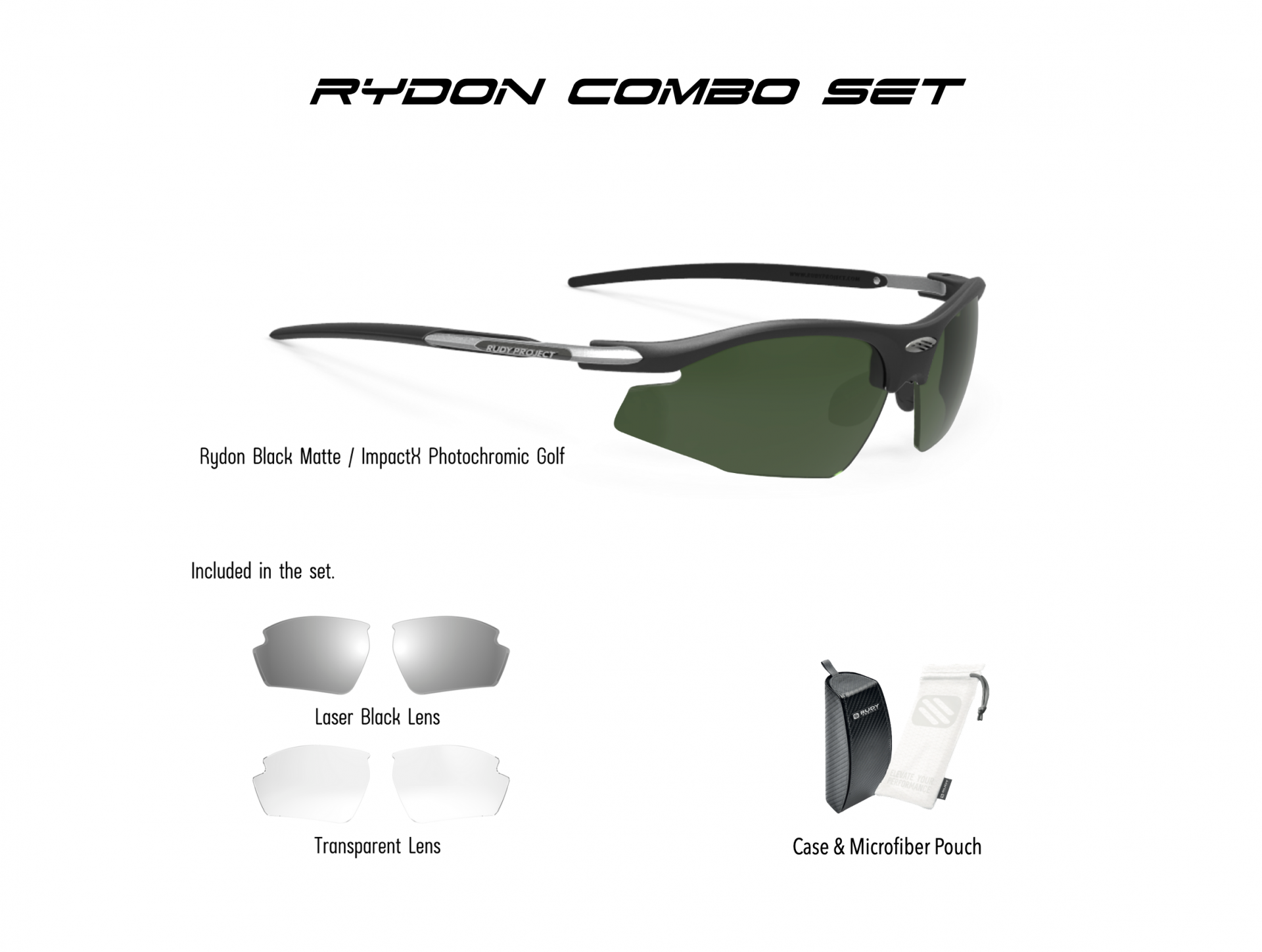 Rydon Black Matte / ImpactX Photochromic Golf Combo Set