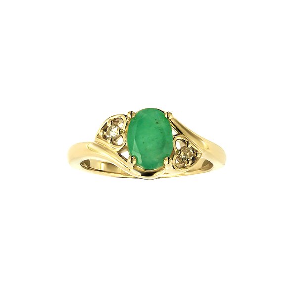 Sterling Silver Emerald and White Topaz Ring Over 18K Yellow Gold