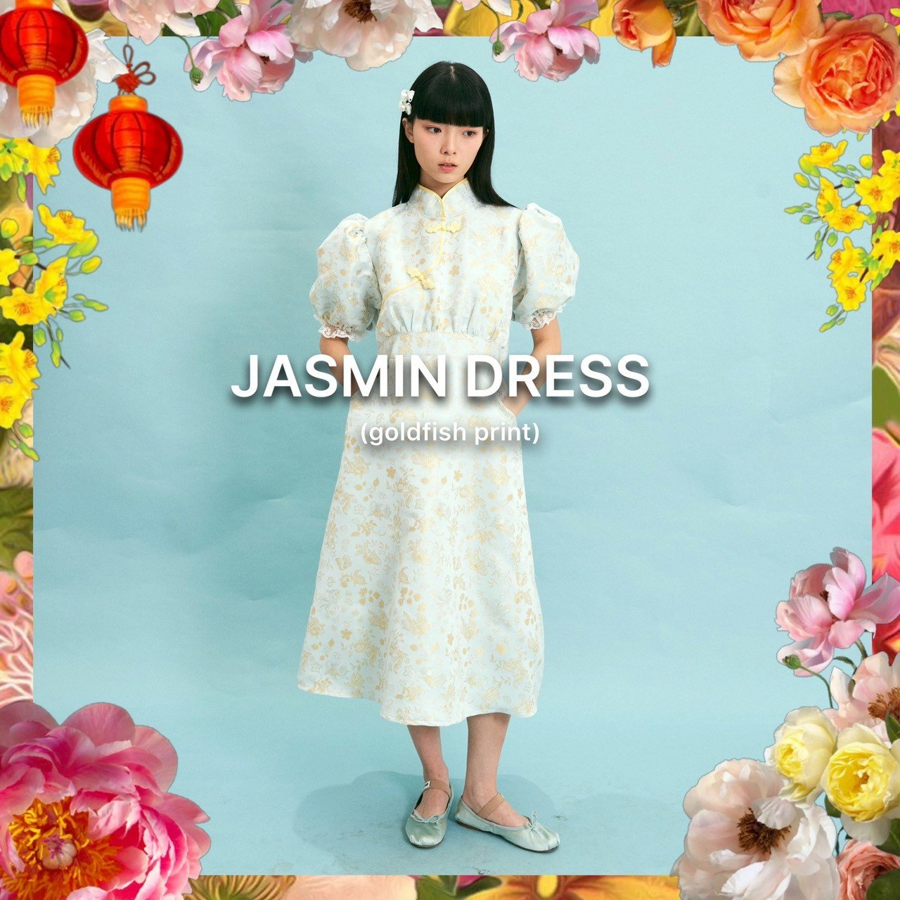 JASMINE GOLDEN FISH DRESS (BLUE/MINT) JASMINE GOLDEN FISH DRESS (BLUE/MINT)