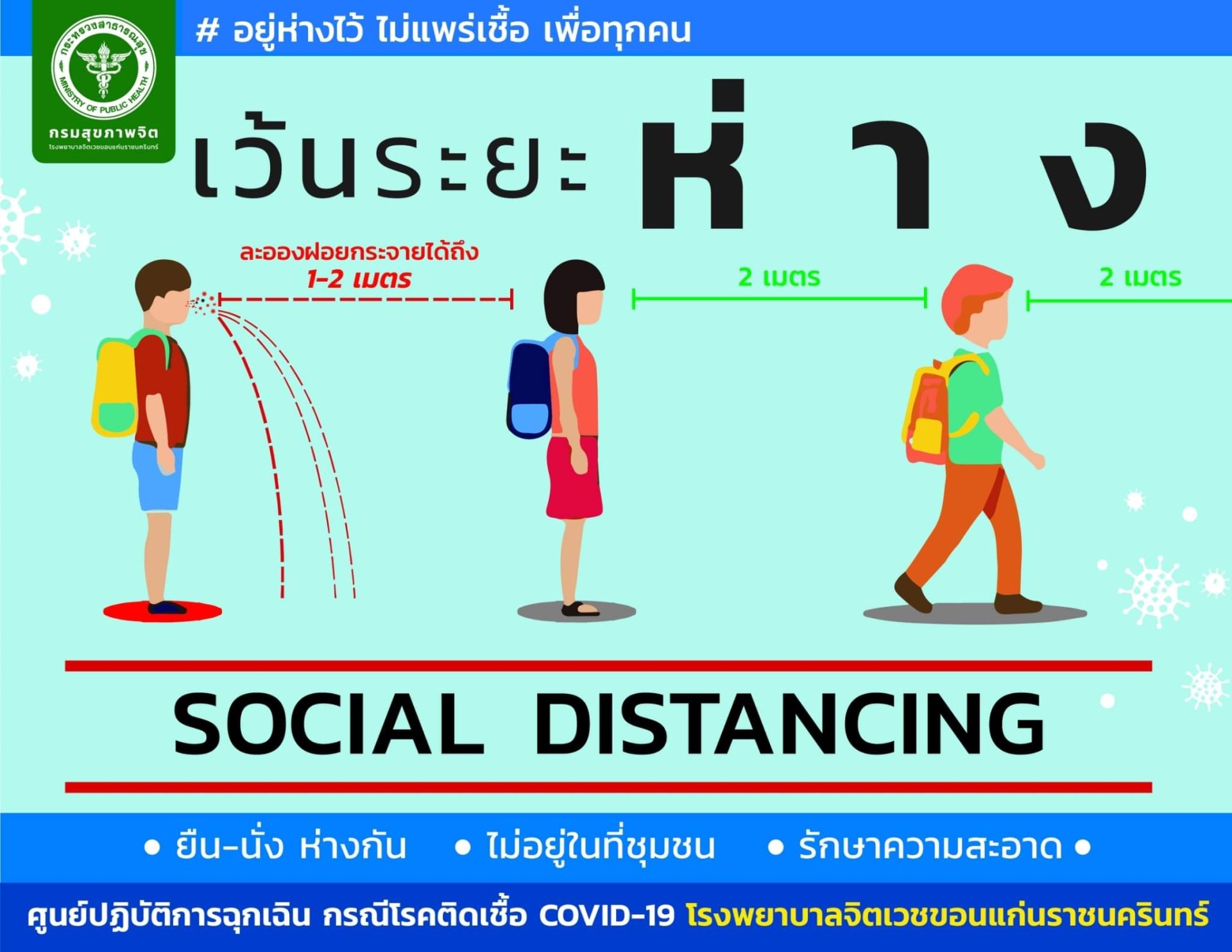 ห่างกันสักพัก เว้นระยะห่าง 2 เมตร เพื่อลดความเสี่ยง 