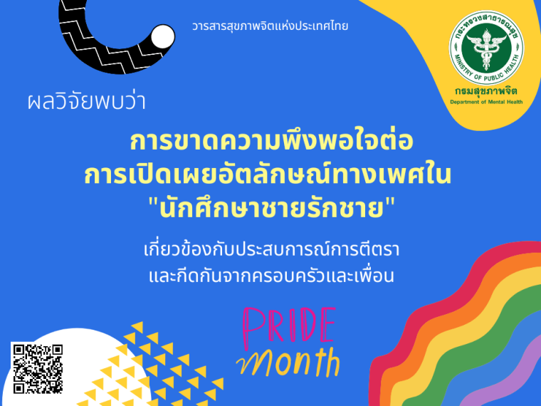 ผลวิจัยพบ การขาดความพึงพอใจต่อการเปิดเผยอัตลักษณ์ทางเพศใน "นักศึกษาชายรักชาย" เกี่ยวข้องกับประสบการณ์การตีตราและกีดกันจากครอบครัวและเพื่อน ผลวิจัยพบ การขาดความพึงพอใจต่อการเปิดเผยอัตลักษณ์ทางเพศใน "นักศึกษาชายรักชาย" เกี่ยวข้องกับประสบการณ์การตีตราและกีดกันจากครอบครัวและเพื่อน