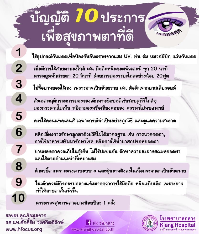 บัญญัติ 10 ประการเพื่อสุขภาพตาที่ดี