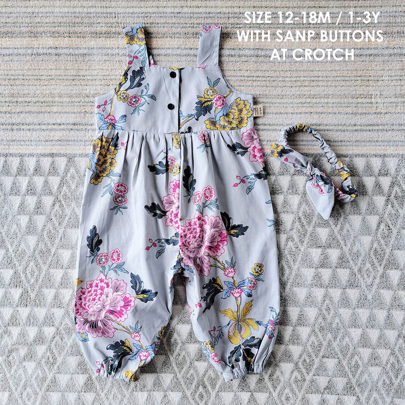 PEONY JUMPSUIT 100% COTTON PRINTED*HEADBAND NOT INCLUDED