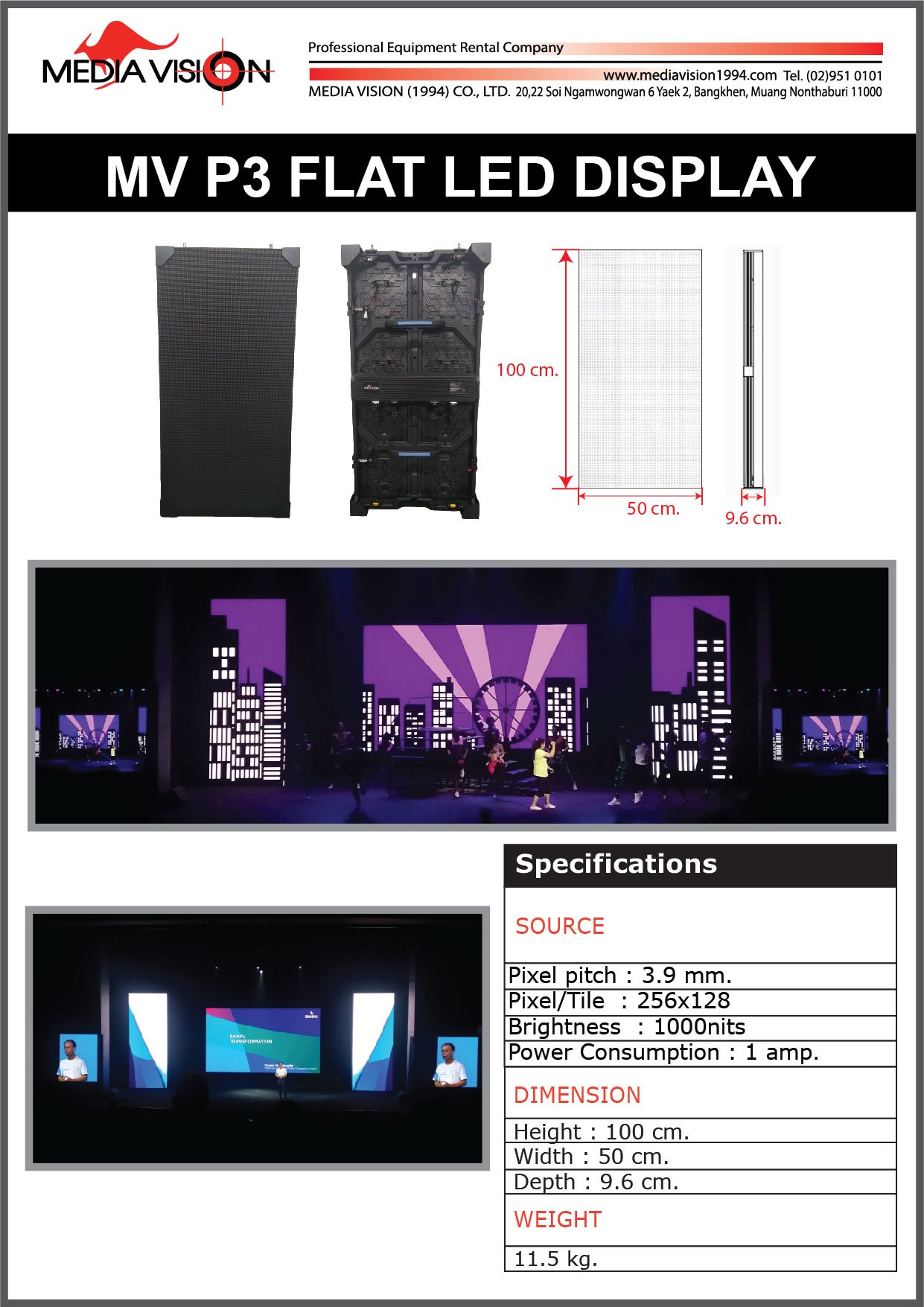 MV LED DISPLAY P3 FLAT 100x50 (MAGNESIUM FRAME)