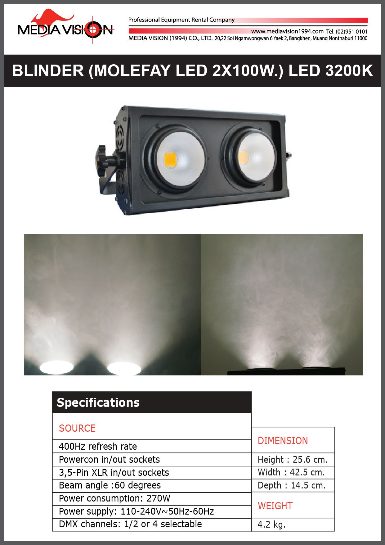BLINDER (MOLEFAY LED 2X100.) LED 3200K