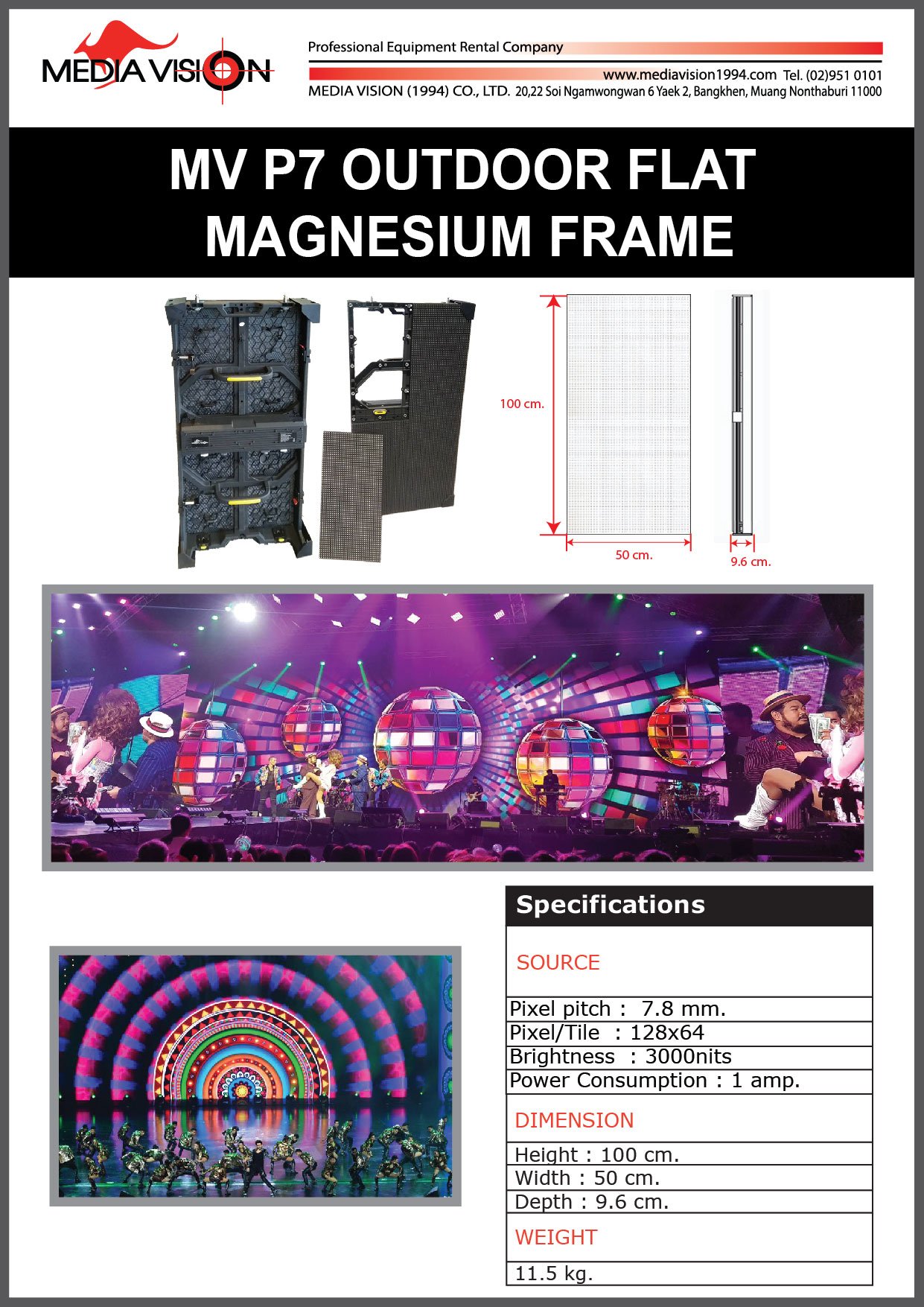 MV LED DISPLAY P7 FLAT OUTDOOR 100x50 (MAGNESIUM FRAME)