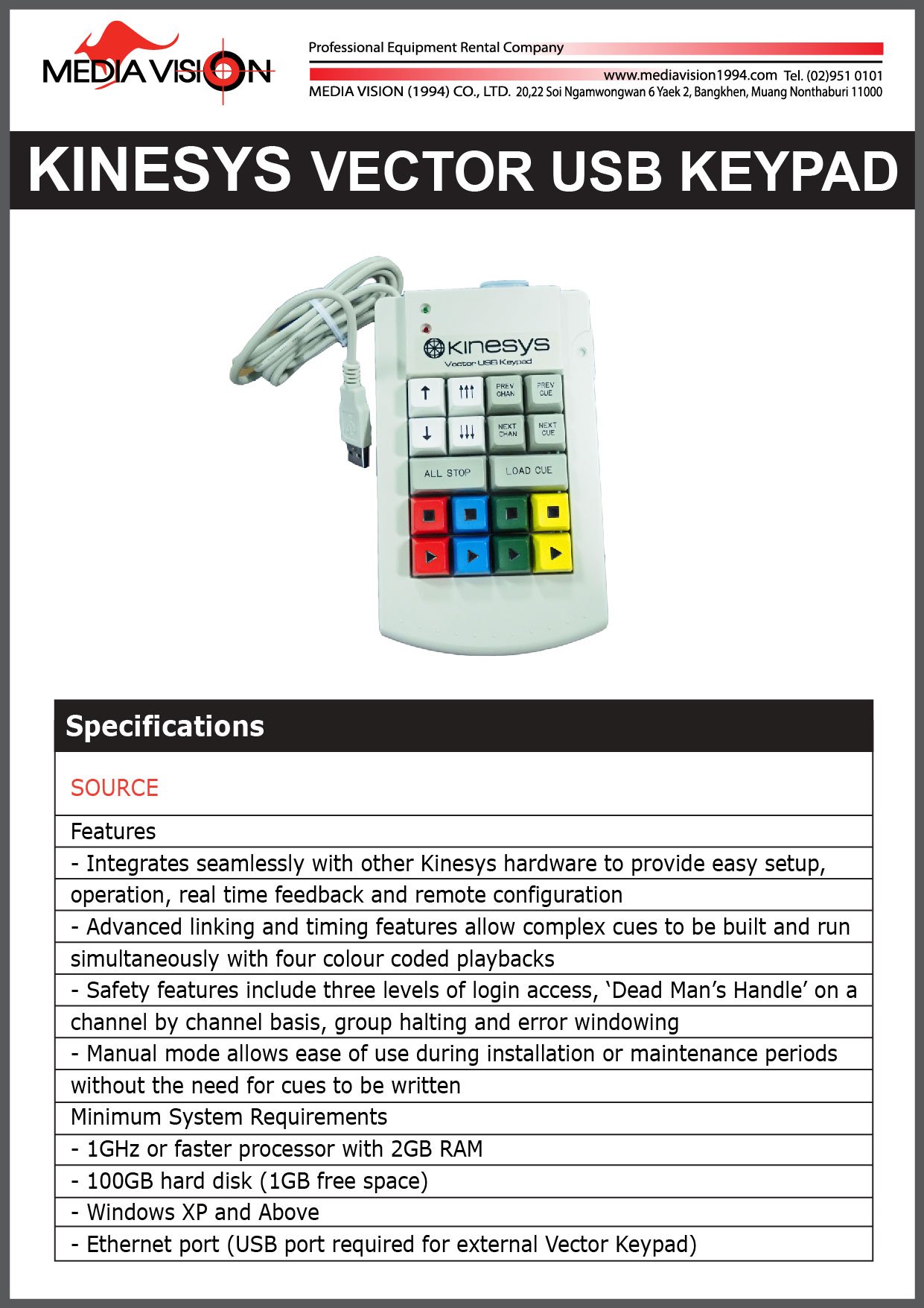 KINESYS VECTOR USB KEYPAD