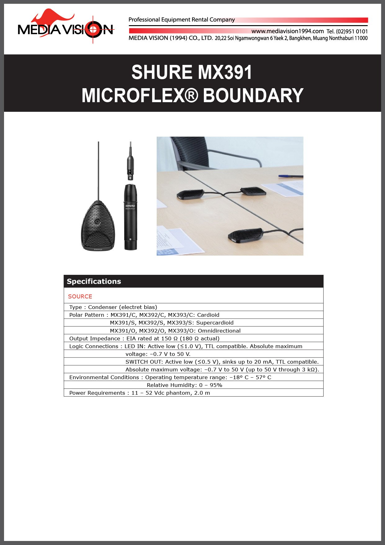 SHURE MX391 MICROFLEX BOUNDARY