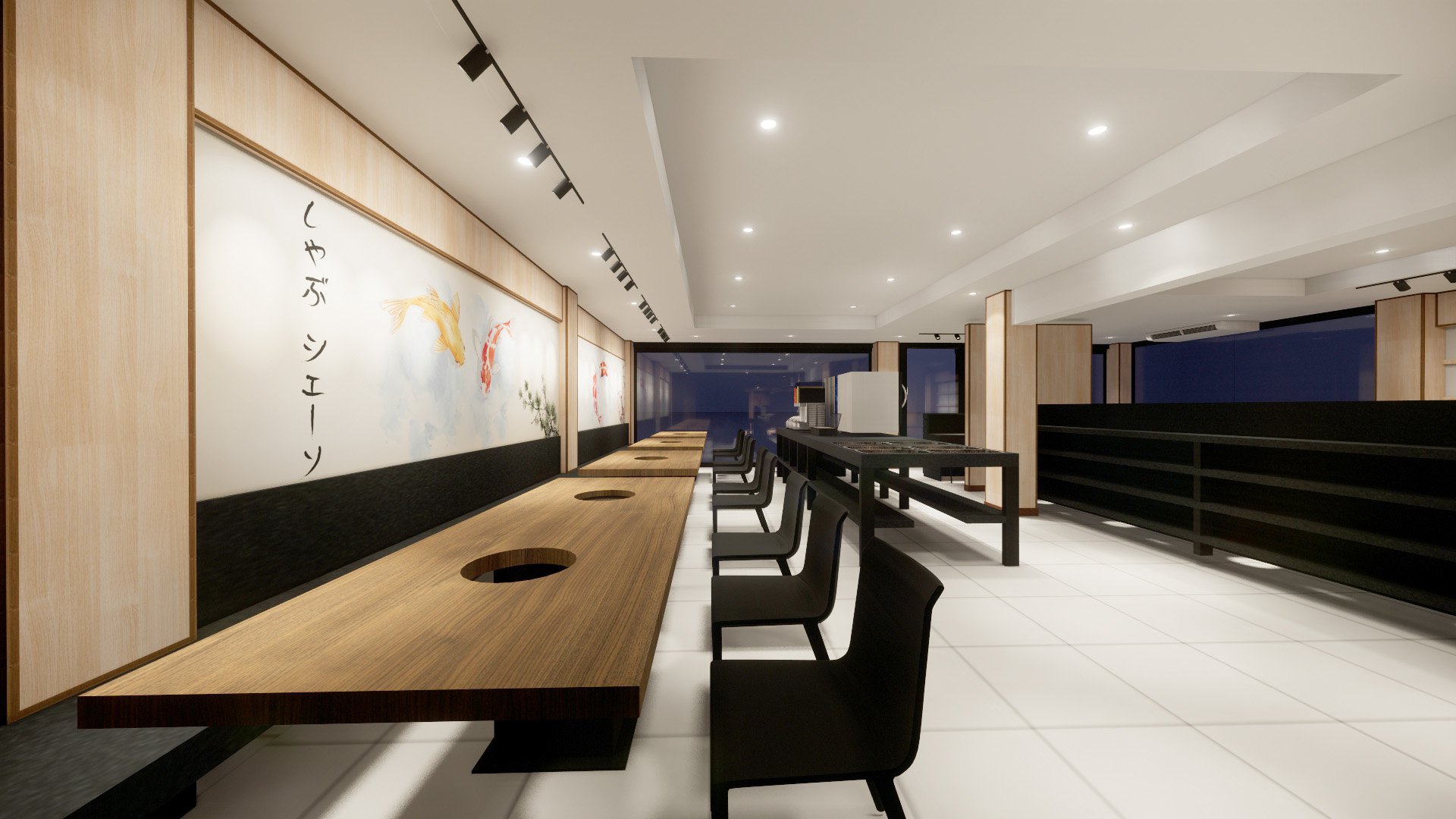 บริการออกแบบระบบ 3D : ร้านชาบูเชน สาขาบางเสาธง