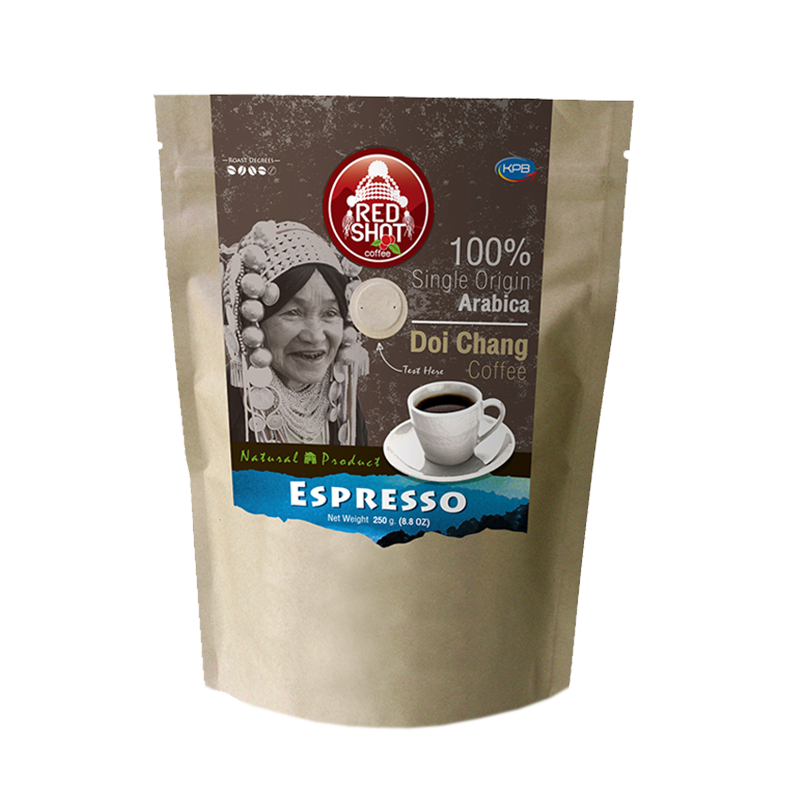 เมล็ดกาแฟดอยช้าง อาราบิก้า 100% รสเอสเพรสโซ่  คั่วเข้ม (เกรด A)  REDSHOT Coffee