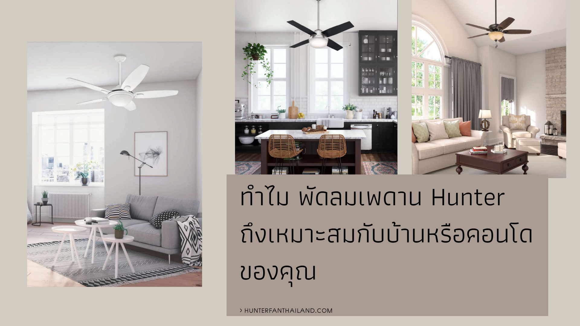 พัดลมเพดาน Hunter Fan สำหรับ บ้านหรือคอนโดของคุณ