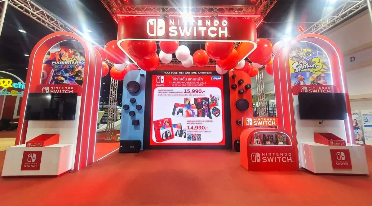 โครงสร้างบูธ Nintendo Switch สีแดง