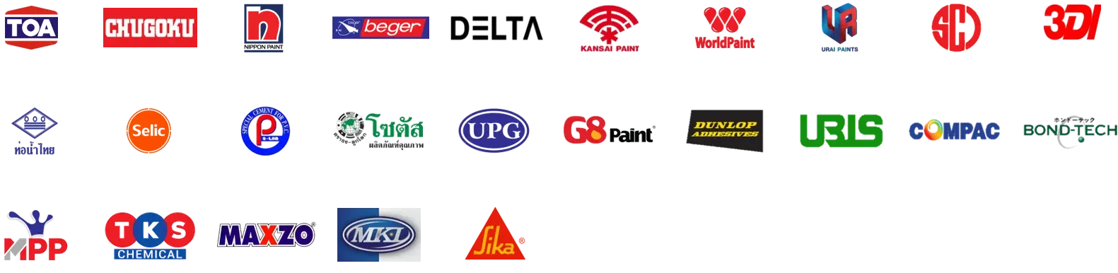 รายชื่อลูกค้ากลุ่มสีและเคมีของ Asia Engineering Pac