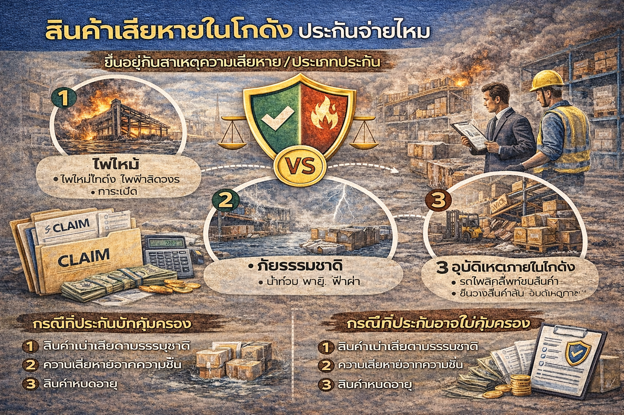 สินค้าเสียหายในโกดัง ประกันจ่ายไหม