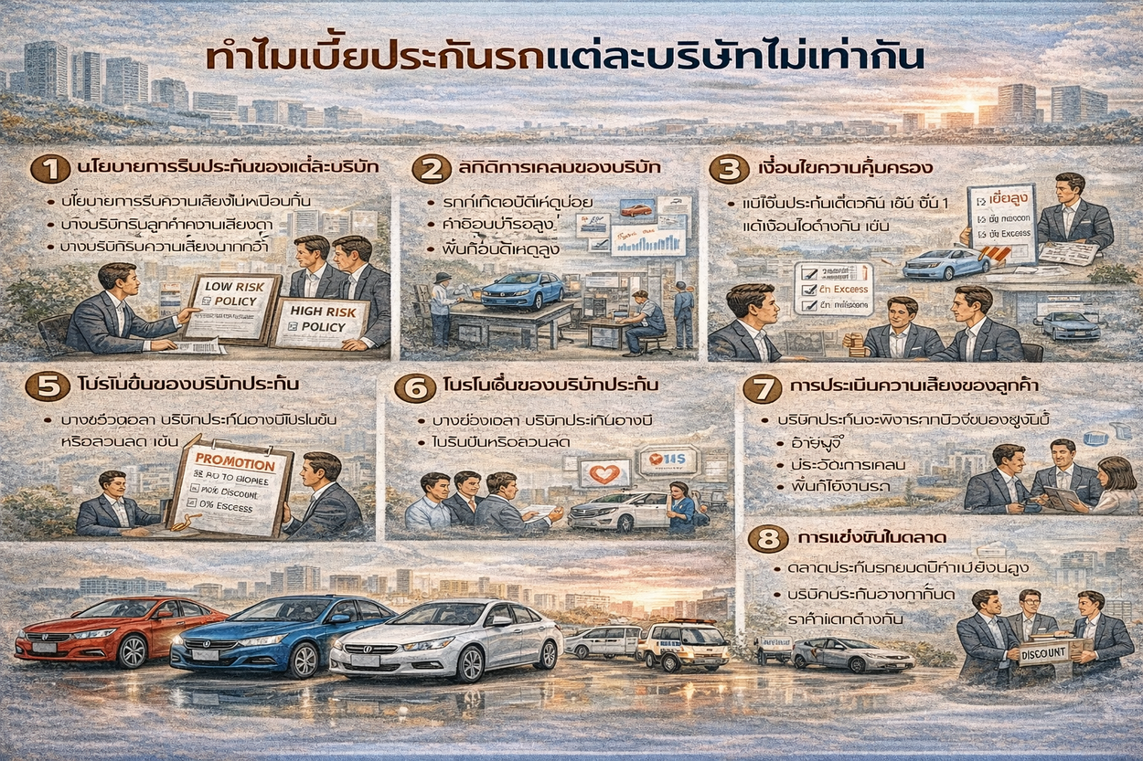 ทำไมเบี้ยประกันรถแต่ละบริษัทไม่เท่ากัน