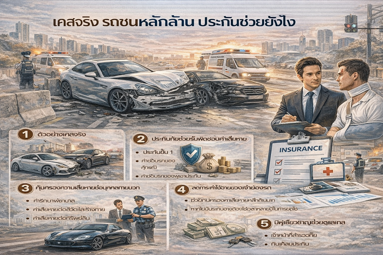 เคสจริง รถชนหลักล้าน ประกันช่วยยังไง