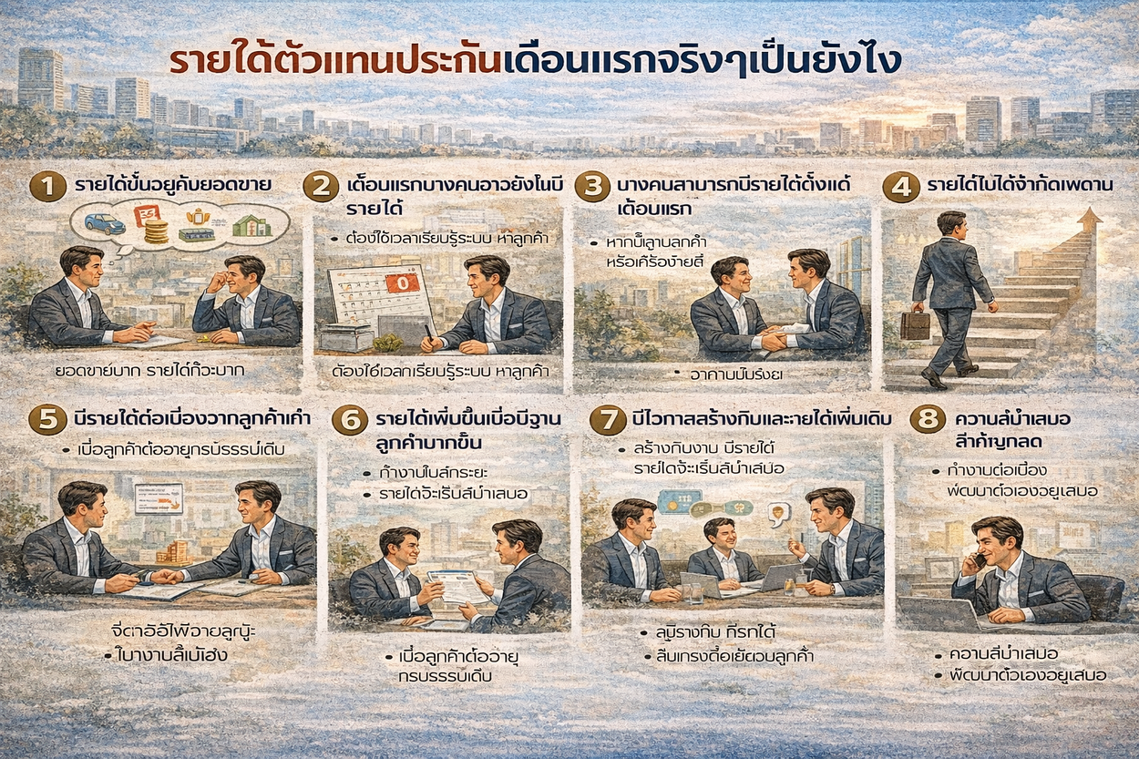 รายได้ตัวแทนประกันเดือนแรกจริงๆเป็นยังไง