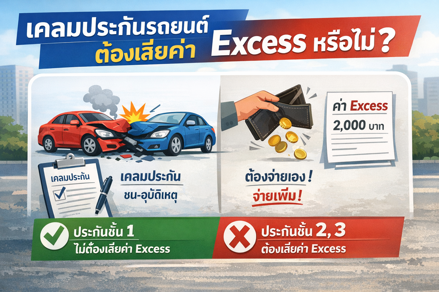 เคลมประกันรถยนต์ต้องเสียค่า Excess หรือไม่