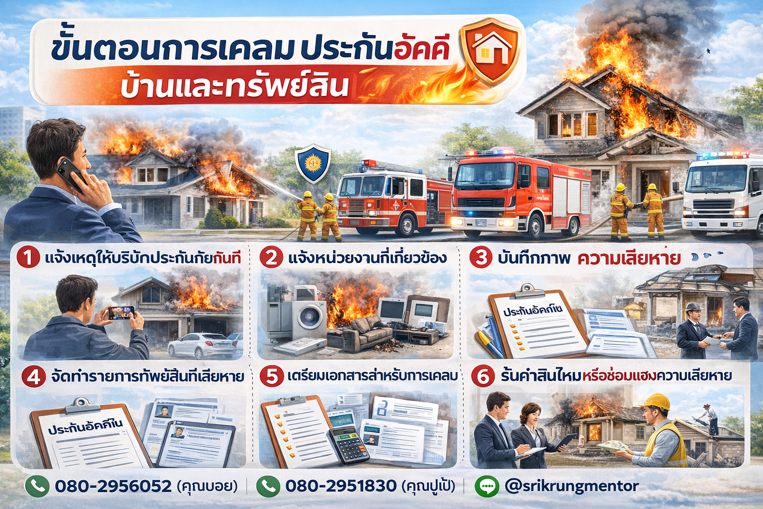 ขั้นตอนการเคลมประกันอัคคีภัยบ้านและทรัพย์สิน