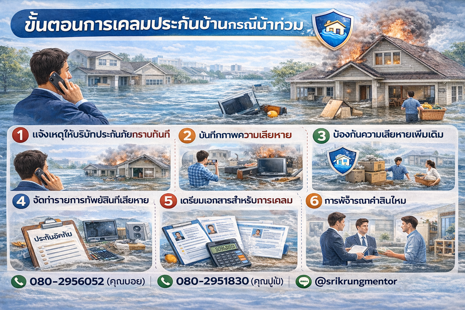 ขั้นตอนการเคลมประกันบ้านกรณีน้ำท่วม