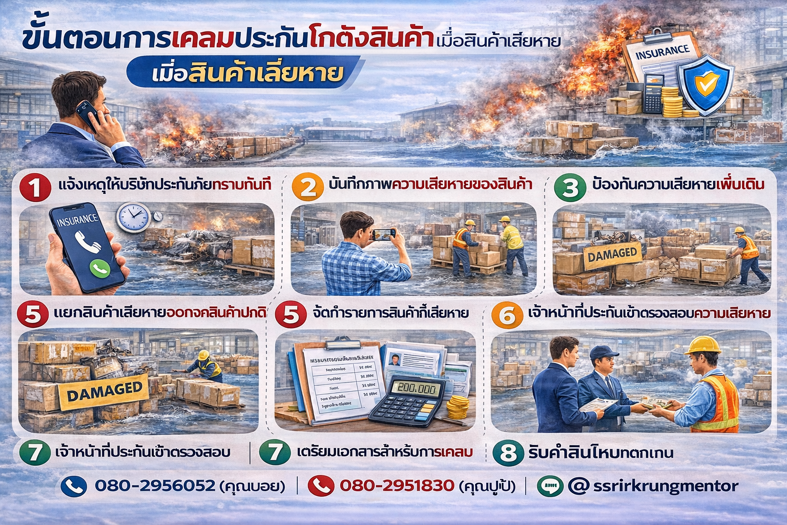 ขั้นตอนการเคลมประกันโกดังสินค้าเมื่อสินค้าเสียหาย