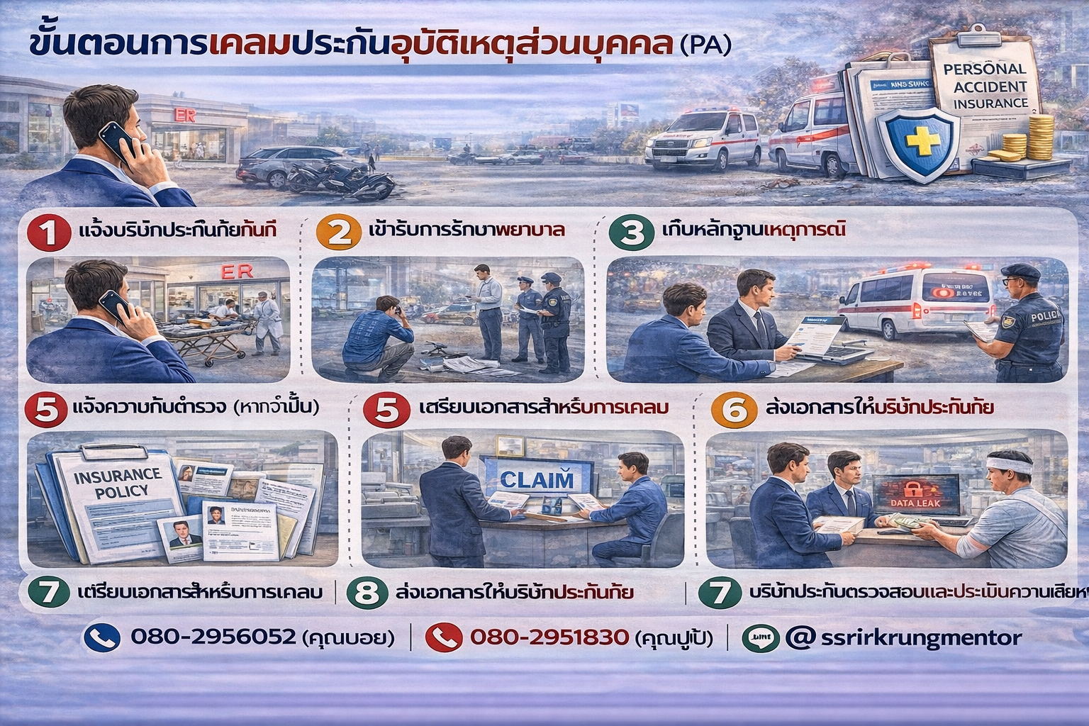 ขั้นตอนการเคลมประกันอุบัติเหตุส่วนบุคคล (PA)