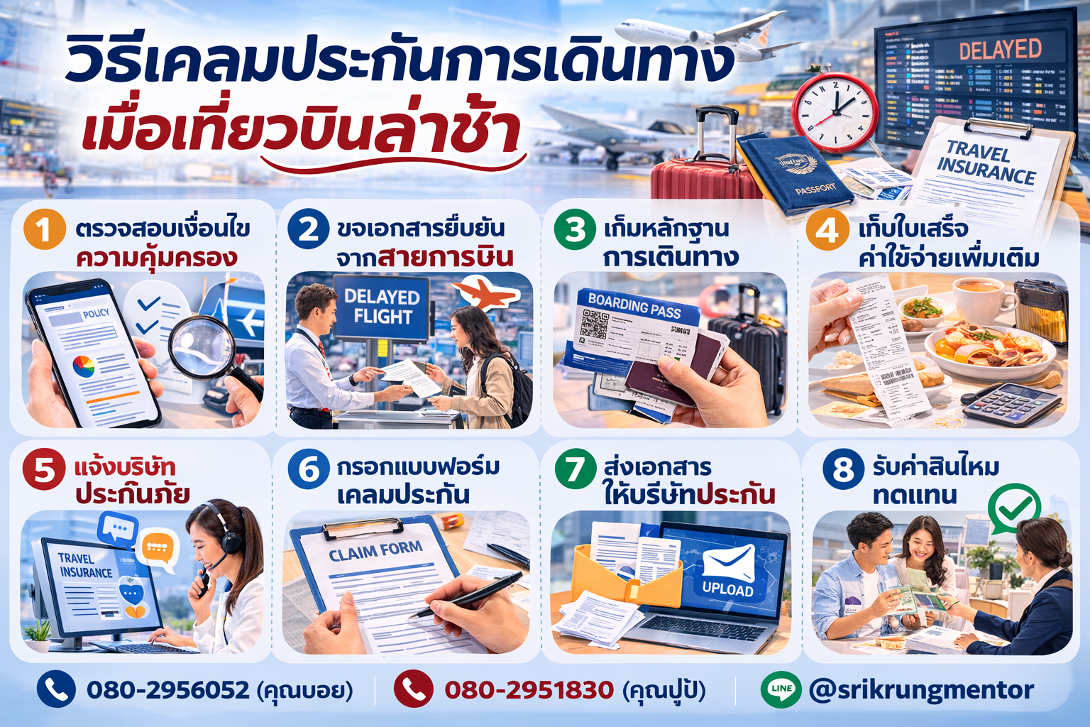 วิธีเคลมประกันการเดินทางเมื่อเที่ยวบินล่าช้า