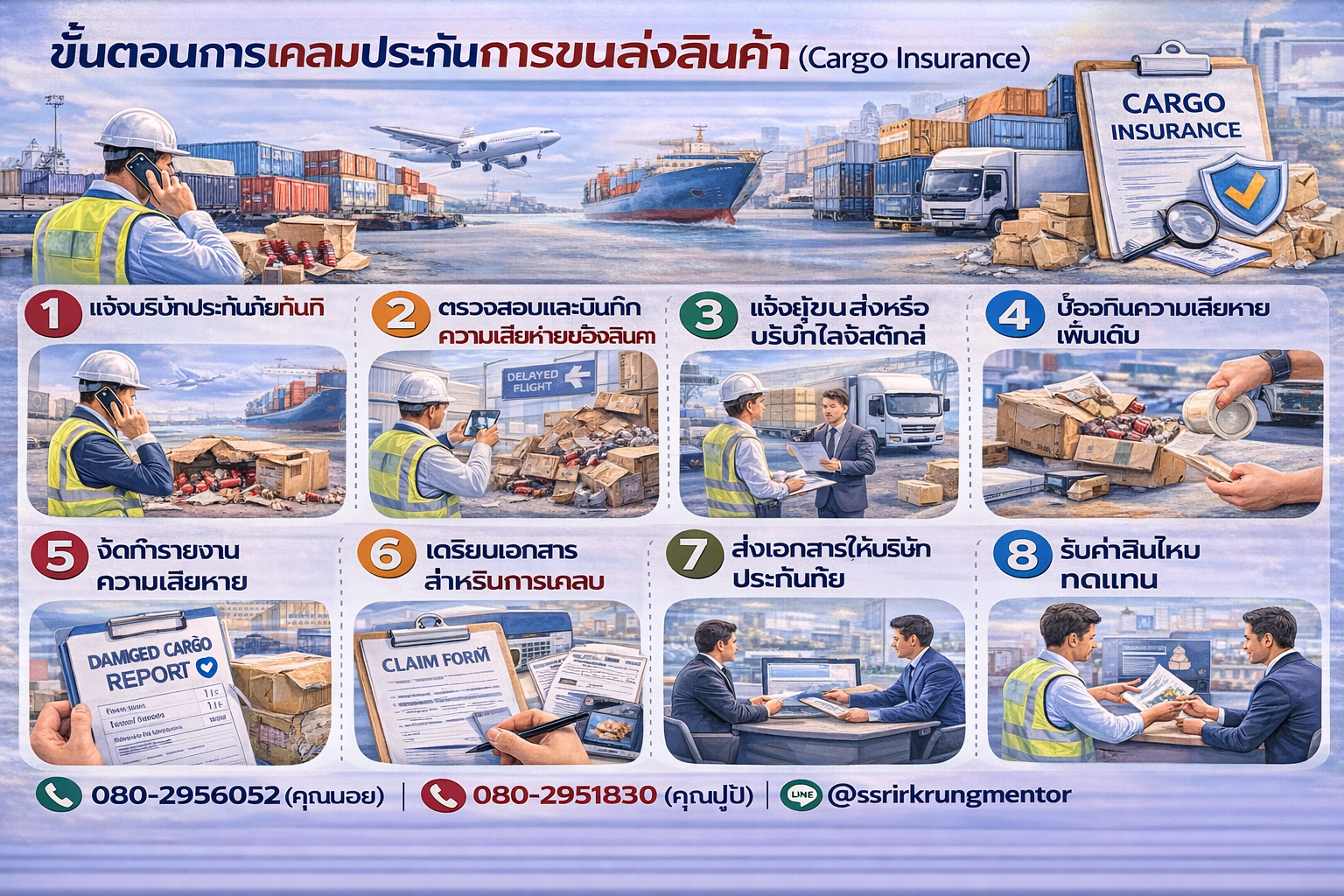 ขั้นตอนการเคลมประกันการขนส่งสินค้า (Cargo Insurance)