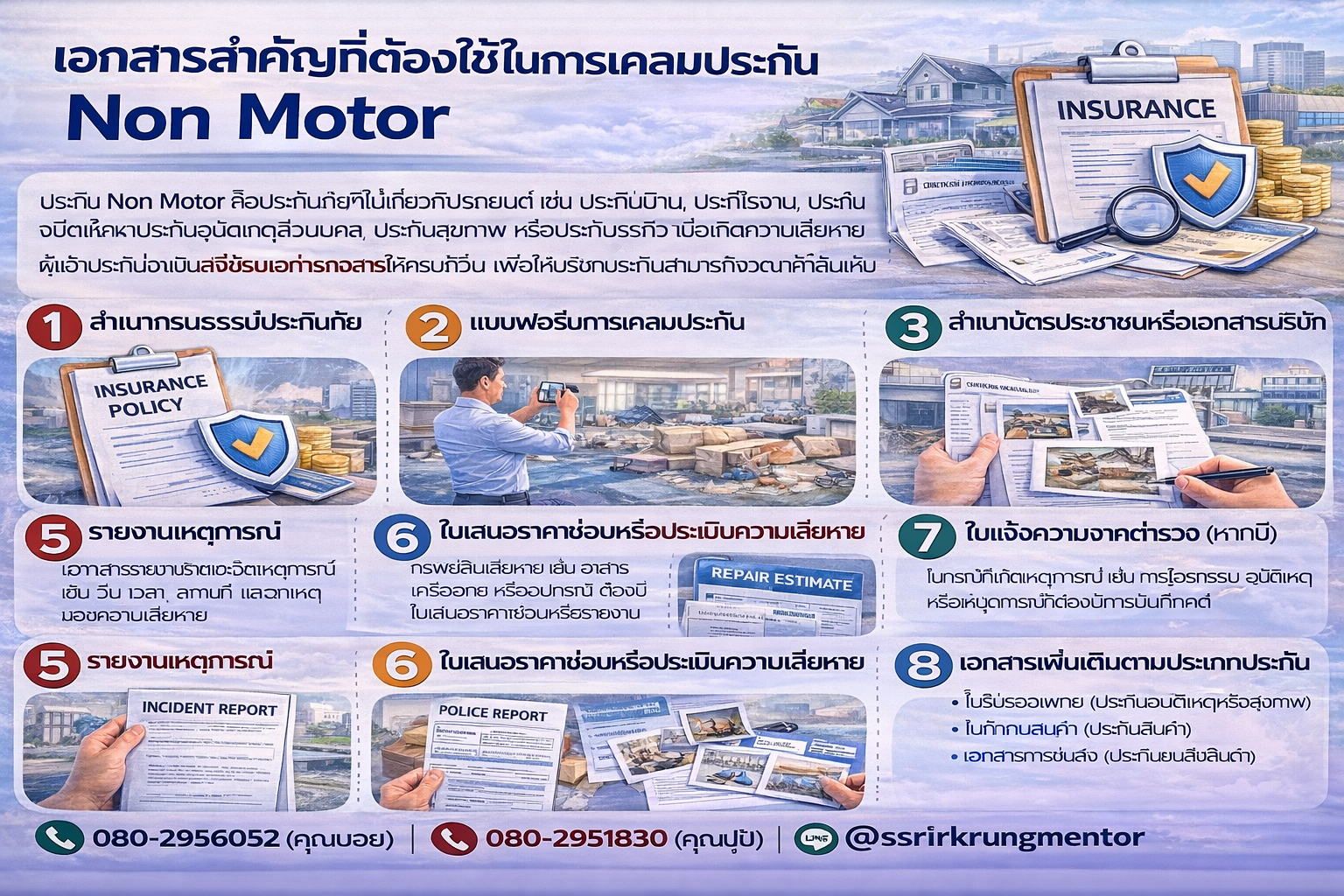 เอกสารสำคัญที่ต้องใช้ในการเคลมประกัน Non Motor
