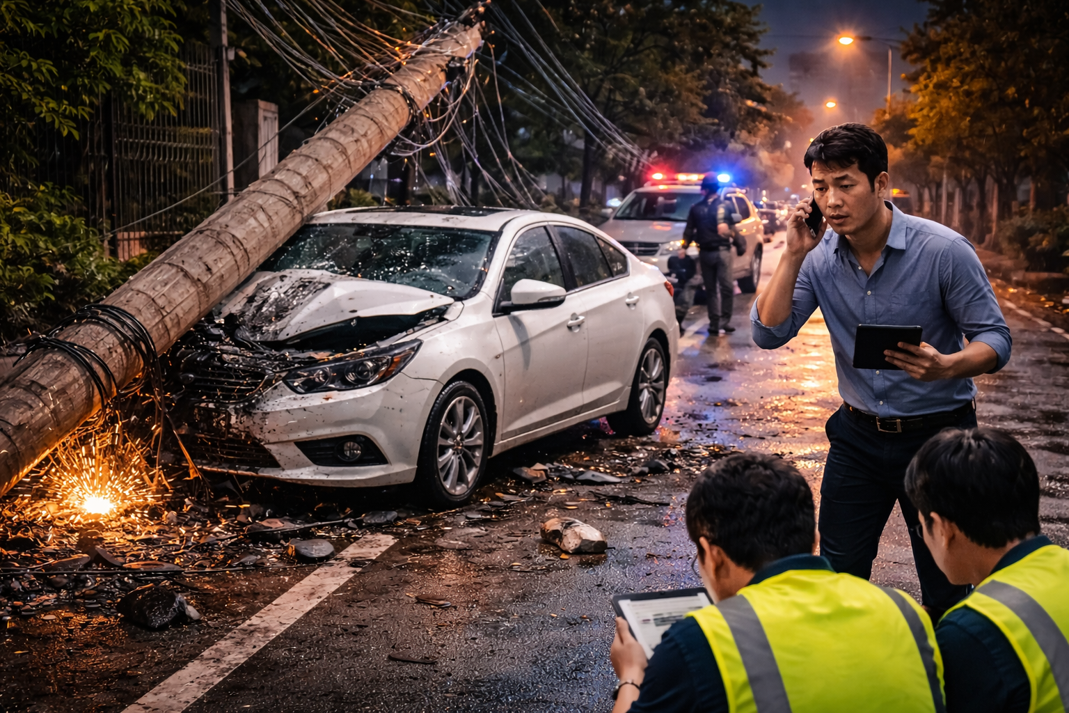 เคสรถชนเสาไฟฟ้า ค่าเสียหายใครรับผิดชอบ