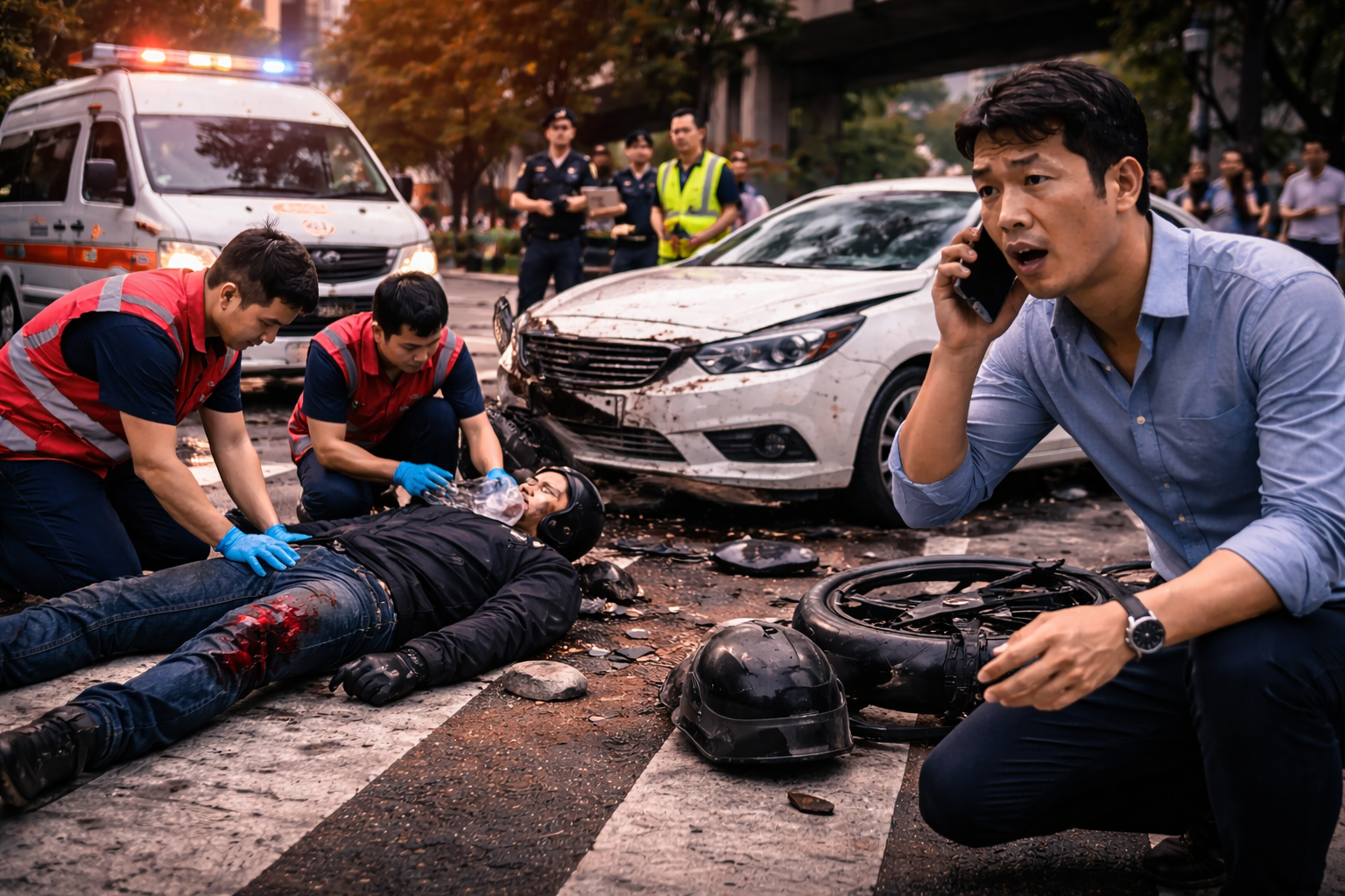 เคสรถชนมอเตอร์ไซค์บาดเจ็บหนัก ประกันช่วยอะไรบ้าง