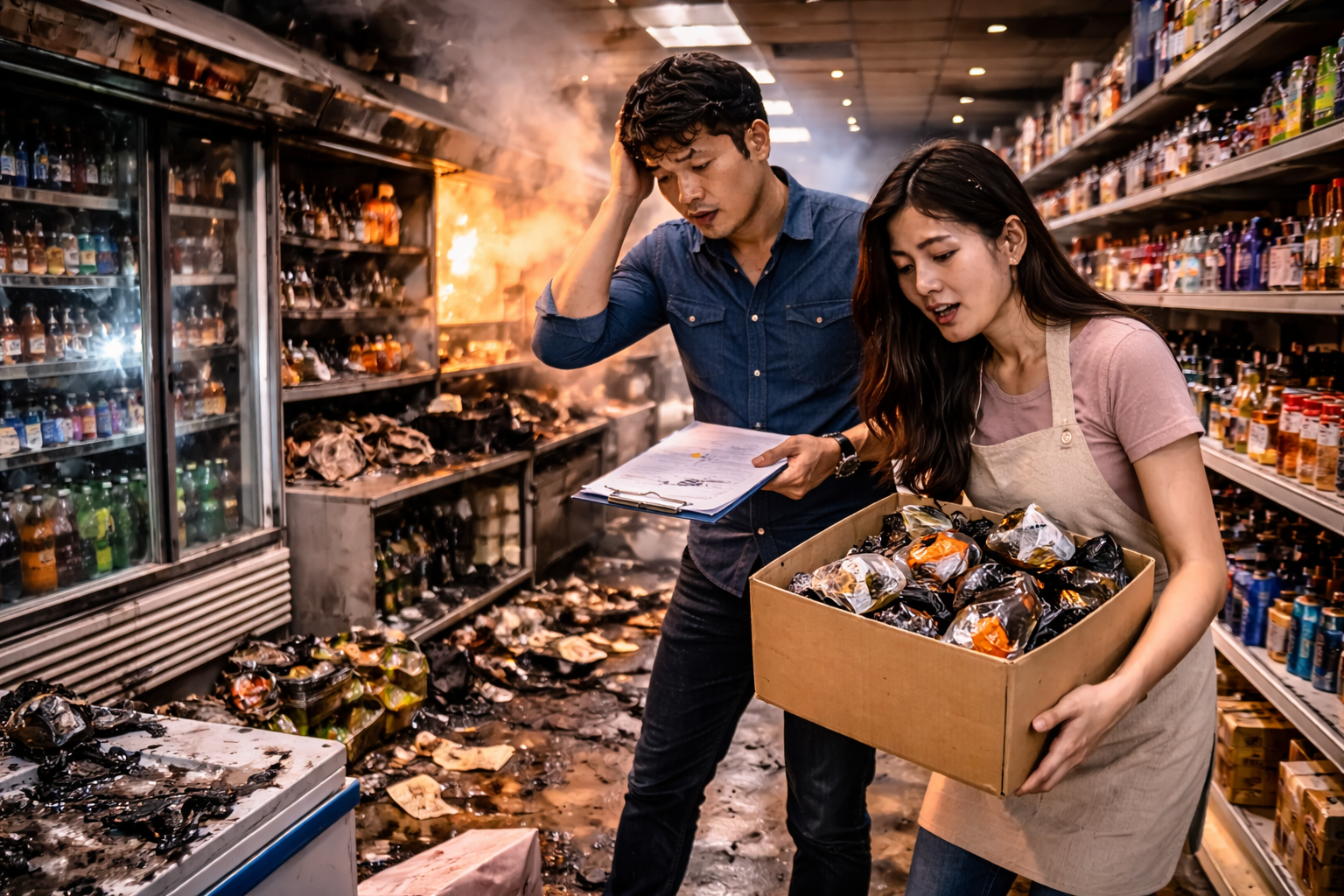 เคสร้านสะดวกซื้อไฟไหม้สินค้าเสียหาย ประกันช่วยไหม