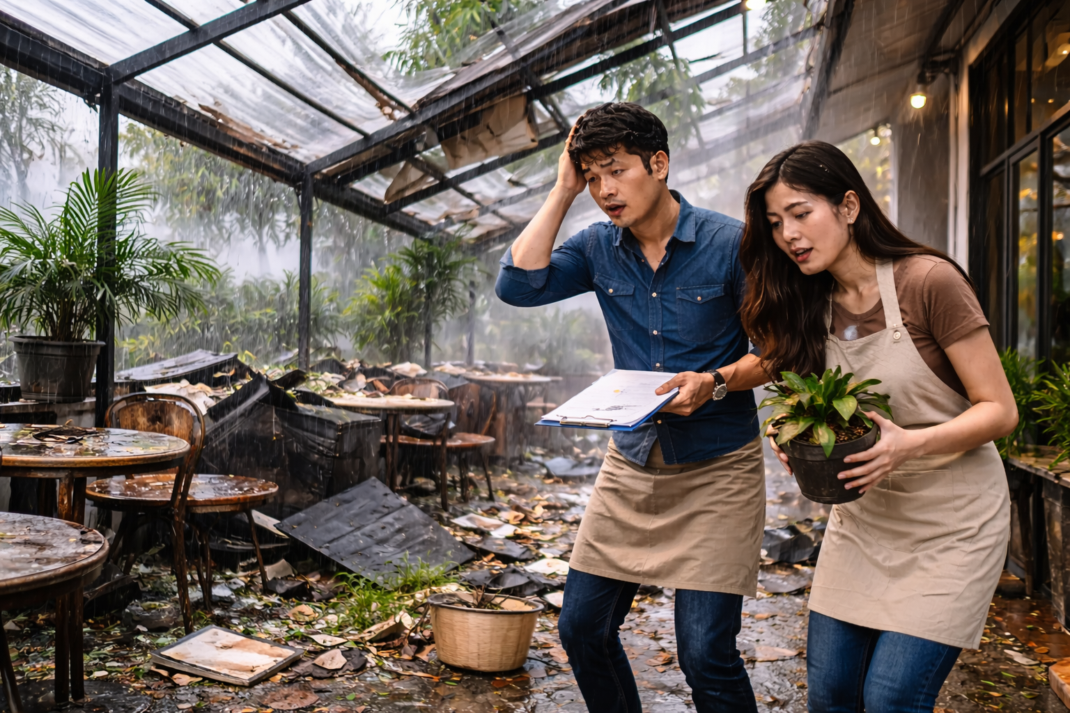 เคสคาเฟ่หลังคาพังจากพายุ ประกันจ่ายไหม