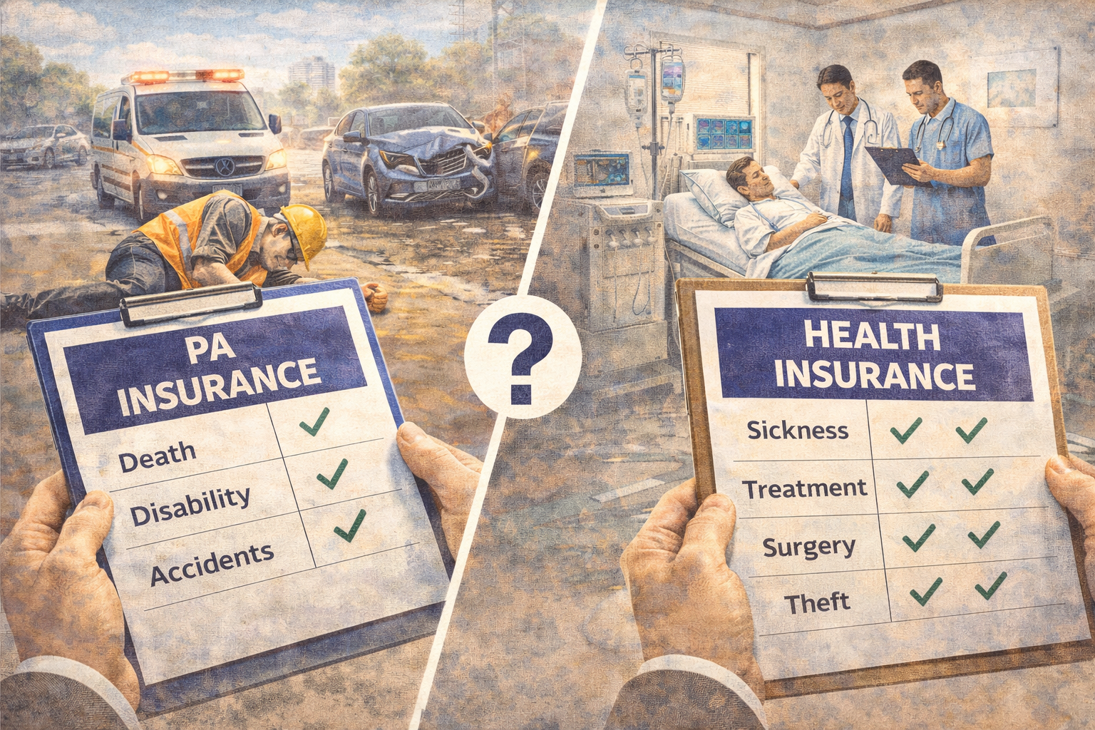ประกัน PA vs ประกันสุขภาพ ต่างกันยังไง เลือกแบบไหนดี