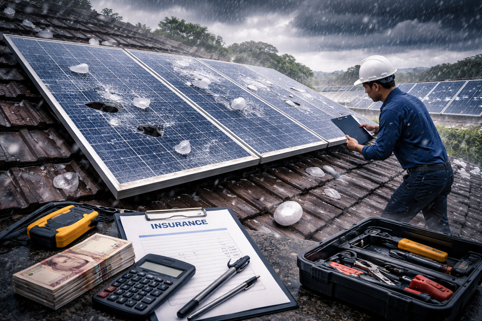 เคสแผงโซลาร์แตกจากลูกเห็บ เคลมได้ไหม