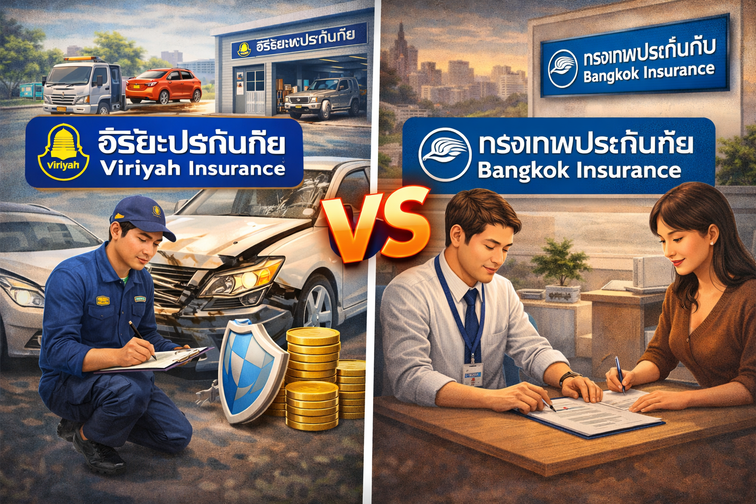 วิริยะ vs กรุงเทพประกันภัย ต่างกันยังไง เลือกแบบไหนดี