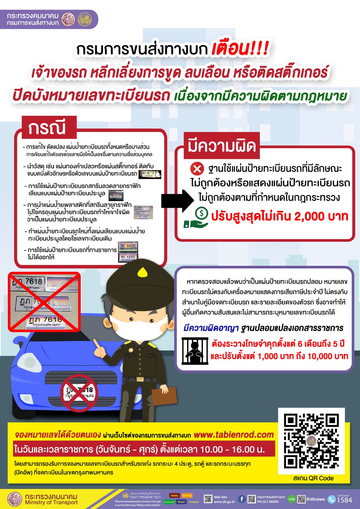 กรมการขนส่งทางบก เตือน!!! เจ้าของรถ ที่แก้ไข ดัดแปลง แผ่นป้ายทะเบียนรถทั้งหมดหรือบางส่วน กรมการขนส่งทางบก เตือน!!! เจ้าของรถ ที่แก้ไข ดัดแปลง แผ่นป้ายทะเบียนรถทั้งหมดหรือบางส่วน