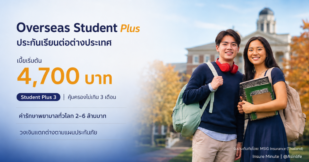 ประกันภัยการเดินทาง สำหรับศึกษาต่อในต่างประเทศ Overseas Student Plus 