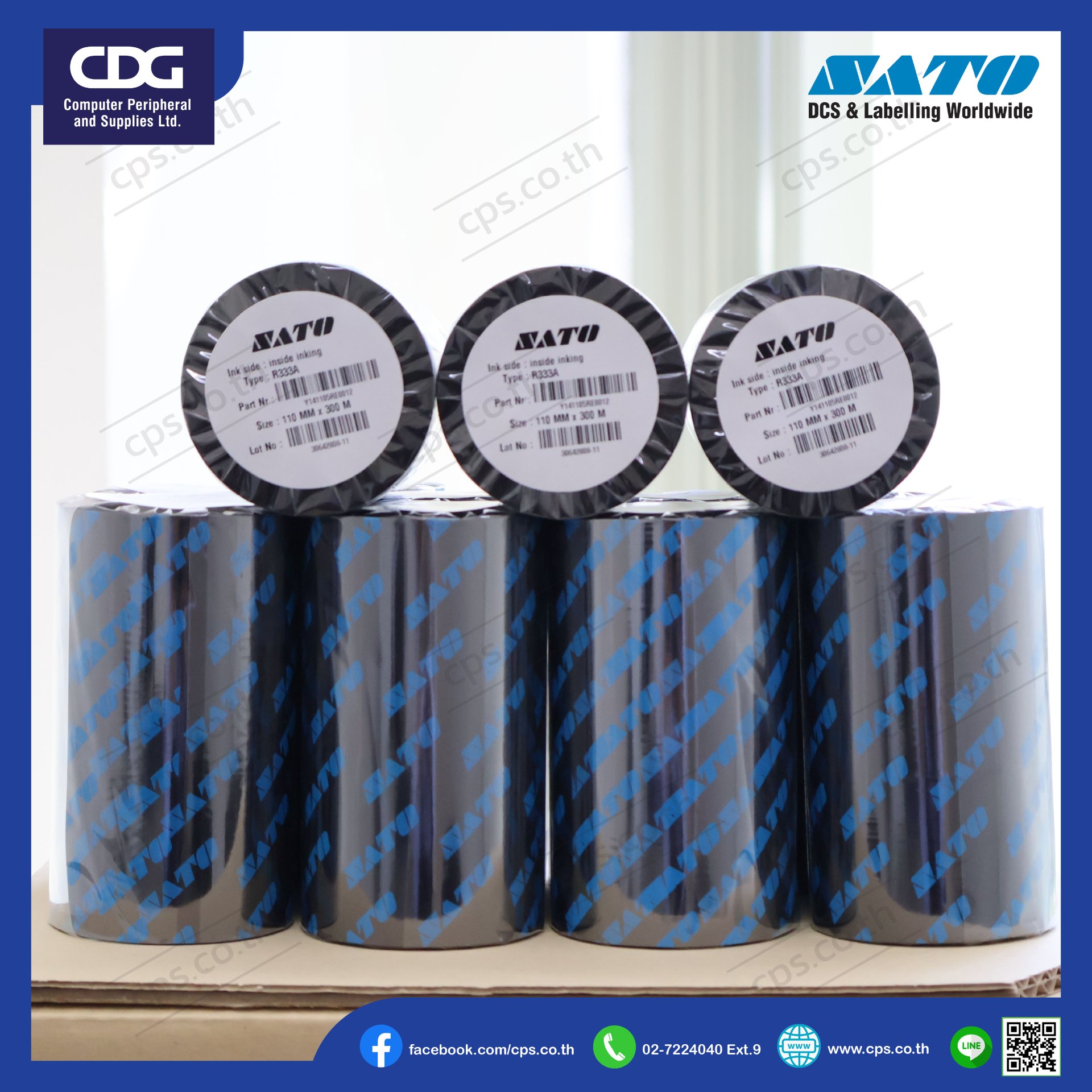 Ribbon SATO Resin R333A Flat Head - cps