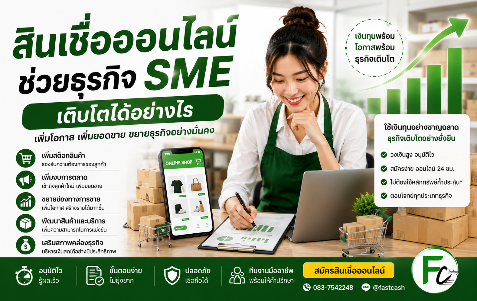 สินเชื่อธุรกิจออนไลน์ สินเชื่อออนไลน์ช่วยธุรกิจ SME เติบโตได้อย่างไร | Fastcash Today