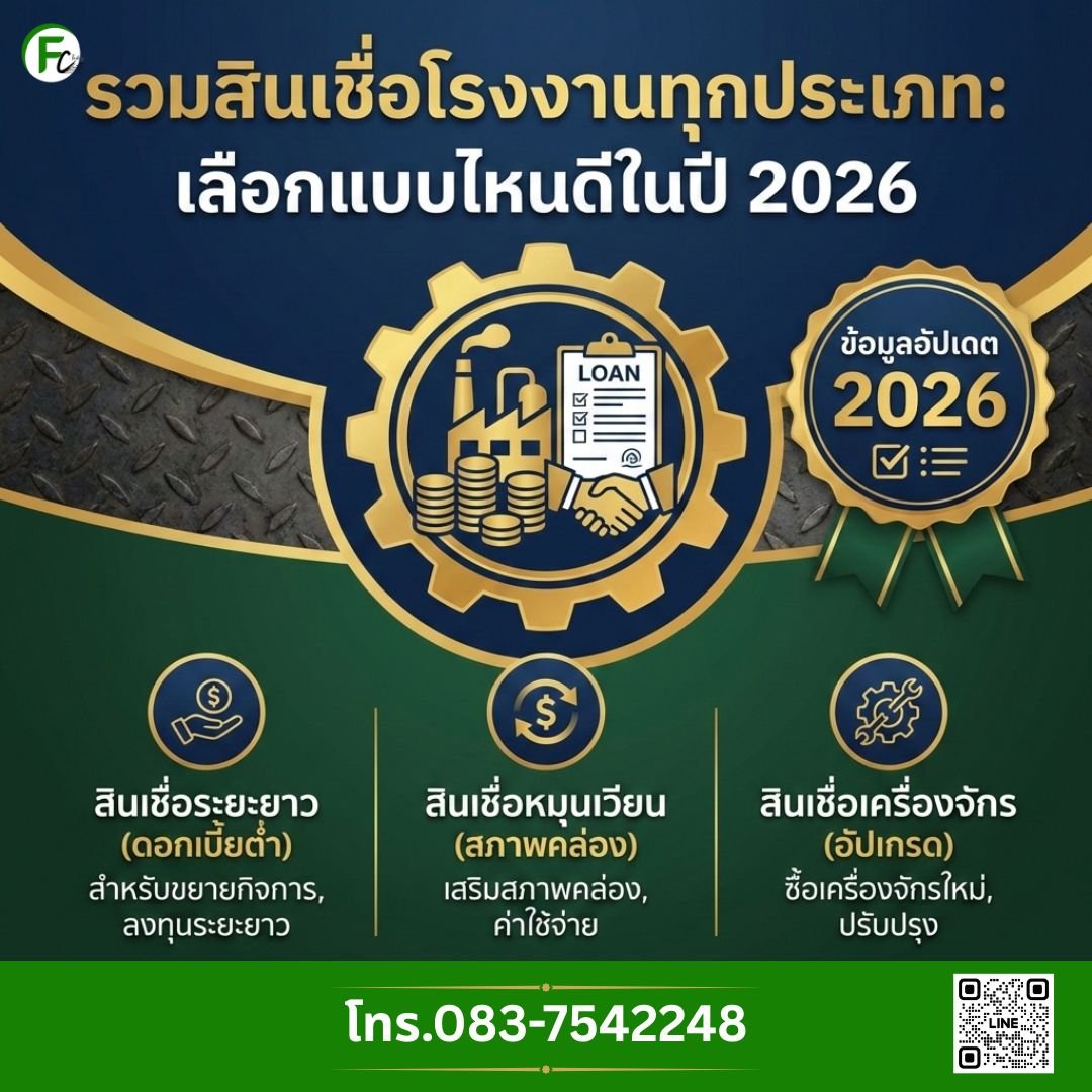 รวมสินเชื่อโรงงานทุกประเภท เลือกแบบไหนดีในปี 2026
