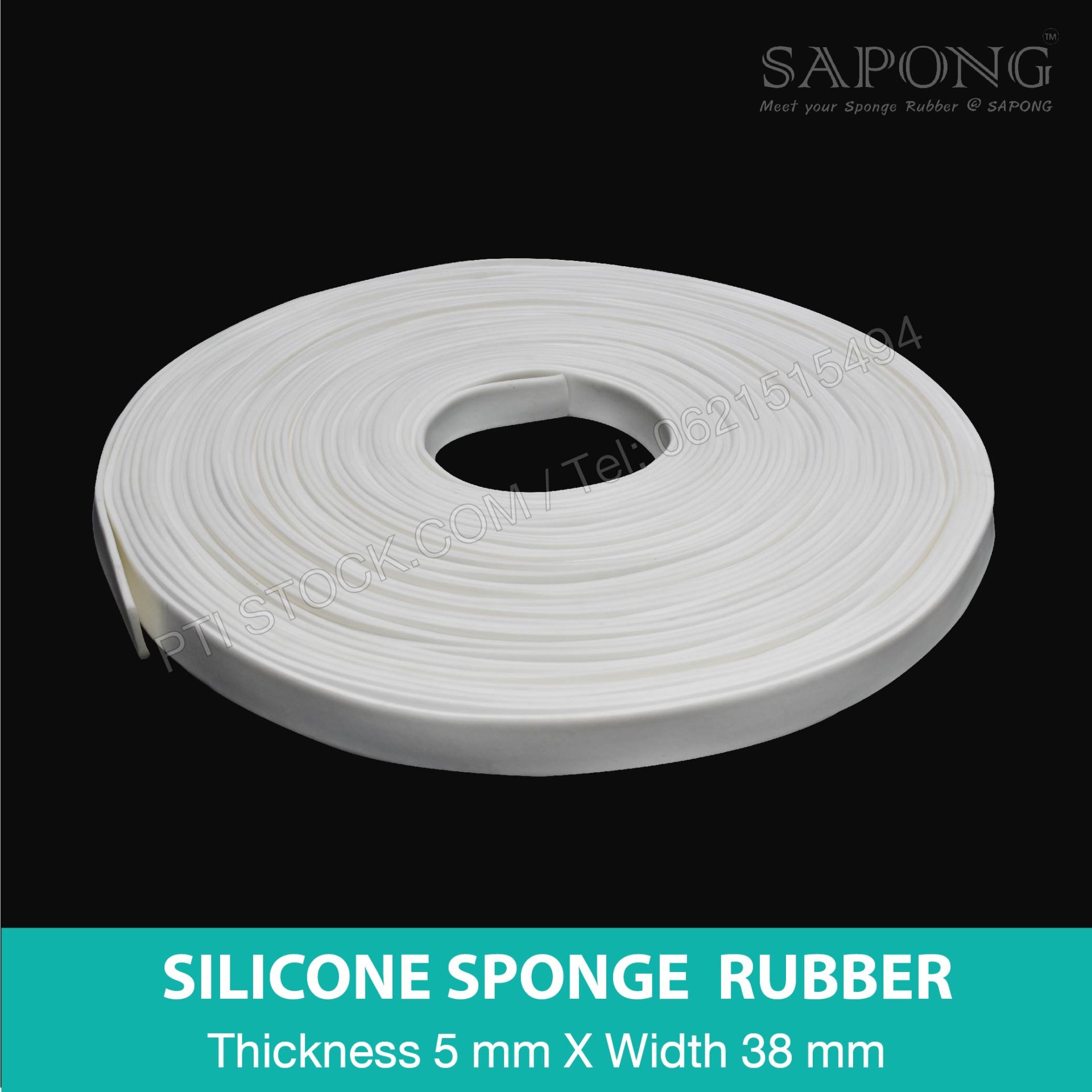 White Silicone Sponge Square Cord 5x38 mm ( Food grade FDA ) Tel